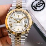 KS Factory Rolex Day Date 41mm Silver Dial Steel And Gold Jubilee Band 2836 Watch